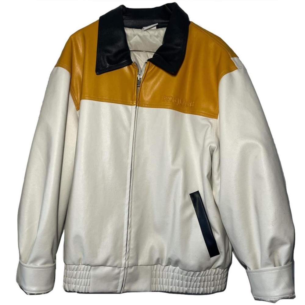 BDG White and Yellow Bomber Jacket